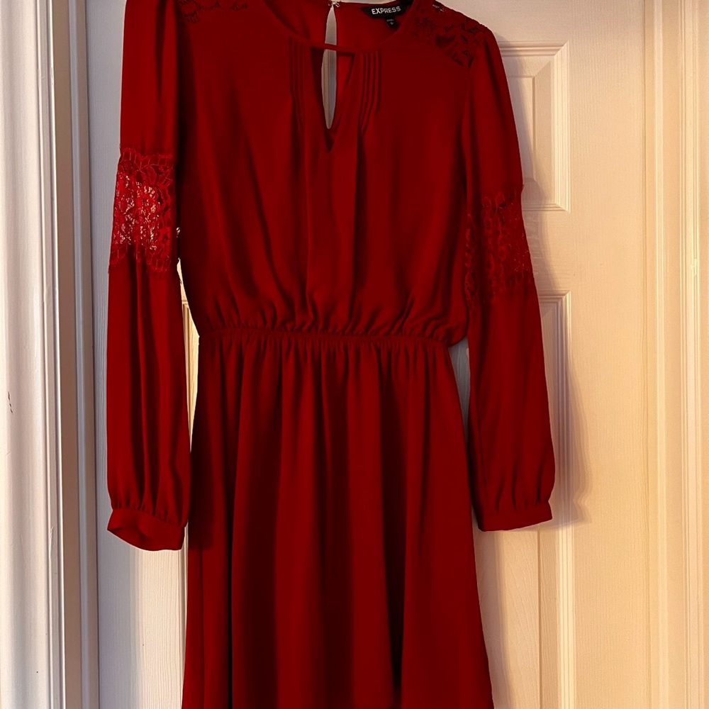 Red Express Dress with detailed lace on arms